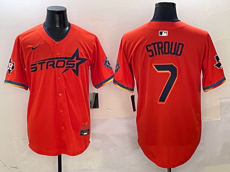 Men Houston Astros #7 Stroud Orange Fourth generation Joint Name Nike 2025 MLB Jersey style 1->houston astros->MLB Jersey
